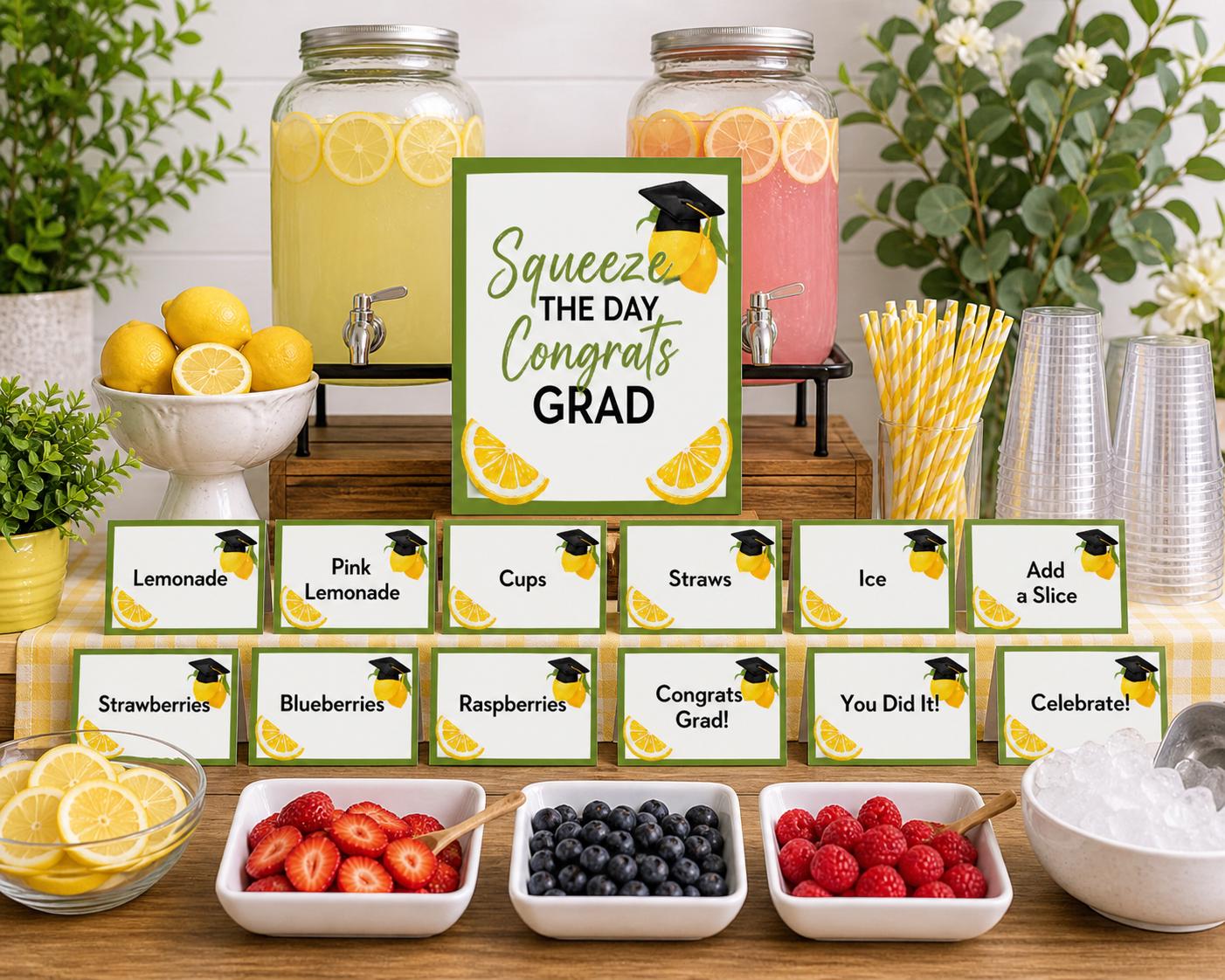 Graduation Lemonade Bar Kit Printable, Grad Party Drink Station Signs ...