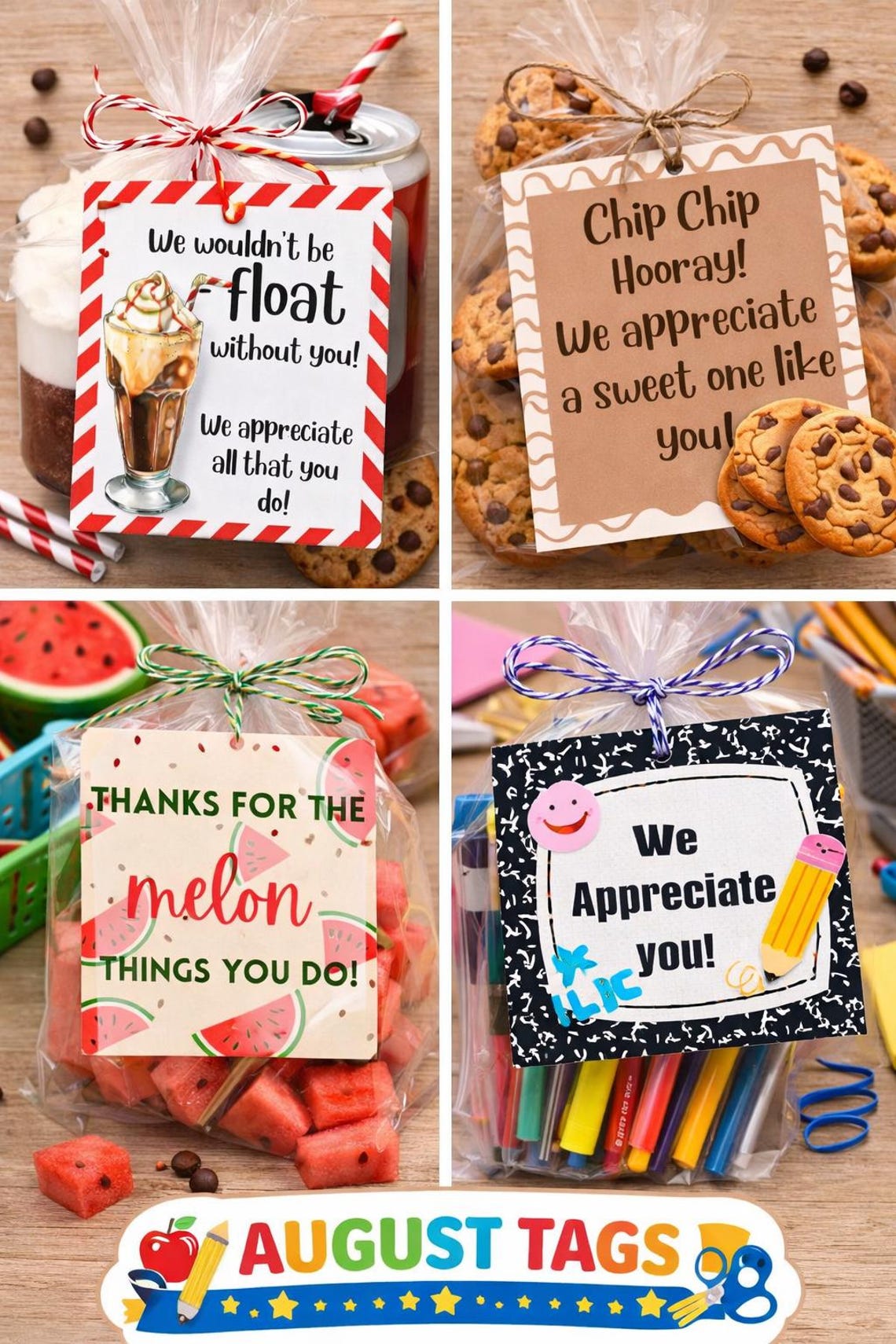 Back to School Teacher Appreciation Tags August PTO Staff Gift Ideas ...