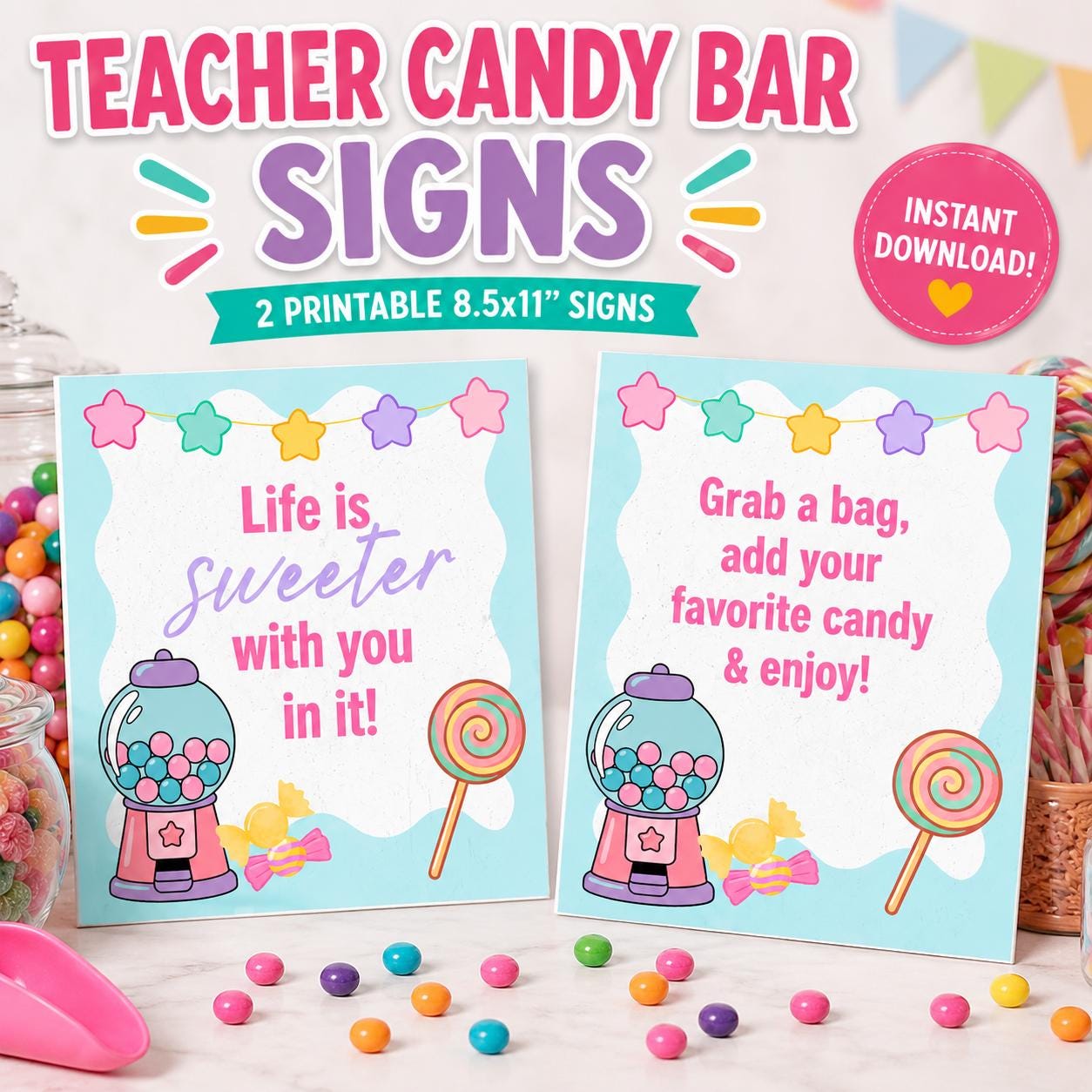 Teacher Candy Bar Signs Printable, Teacher Appreciation Candy Buffet ...