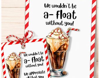 Étiquette-cadeau de remerciement de l'enseignant et lot de panneaux, étiquette flottante pour root beer, « Nous ne serions pas célèbres sans vous », appréciation du personnel de l'association PTO