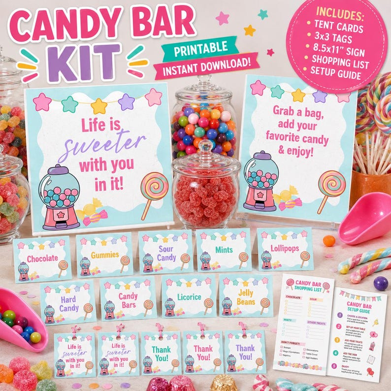 Teacher Candy Bar Kit Printable Bundle, Staff Appreciation Candy Buffet ...