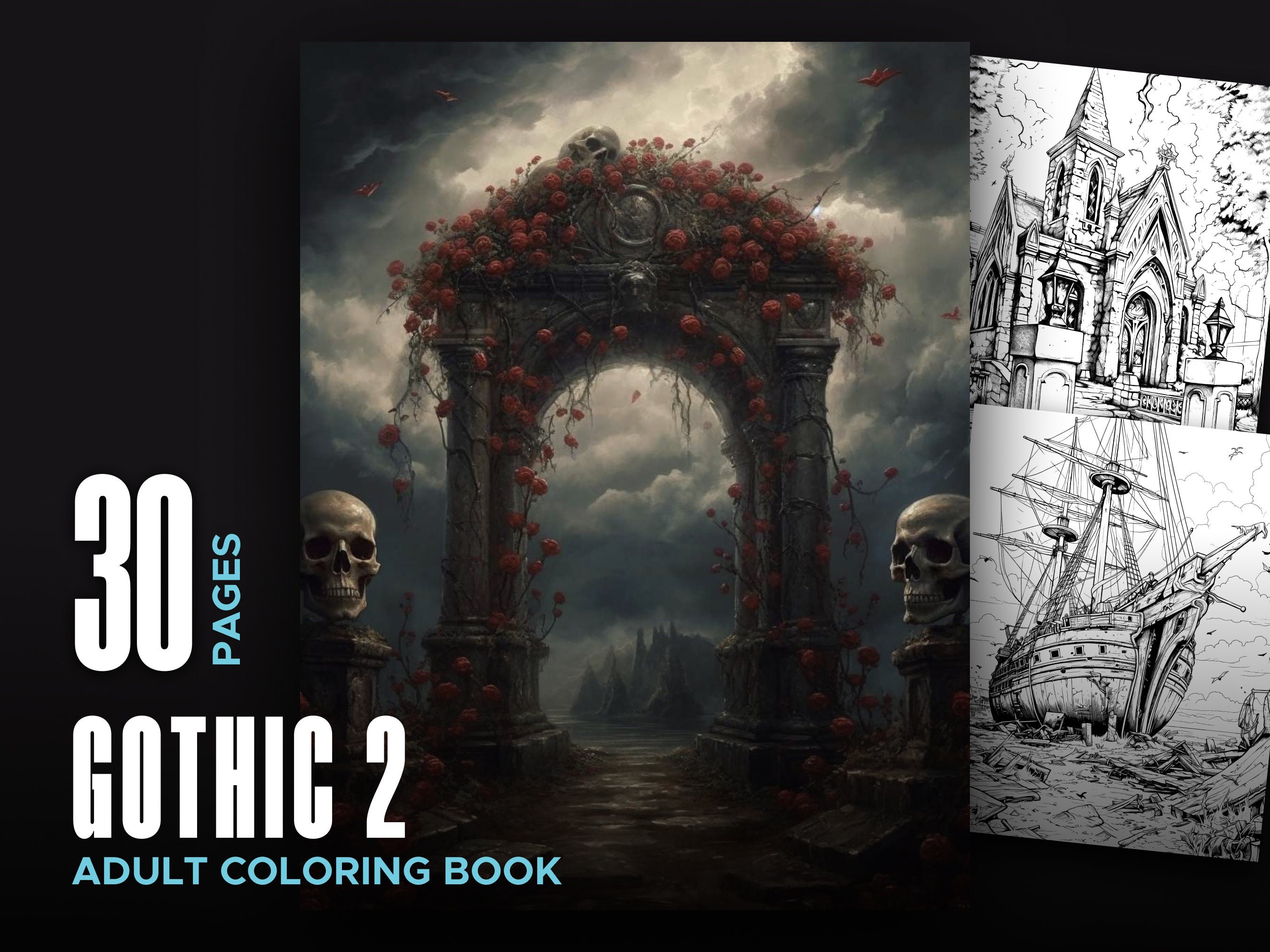 Gothic 2 Adult Coloring Book 30 Printable Digital Download - Etsy