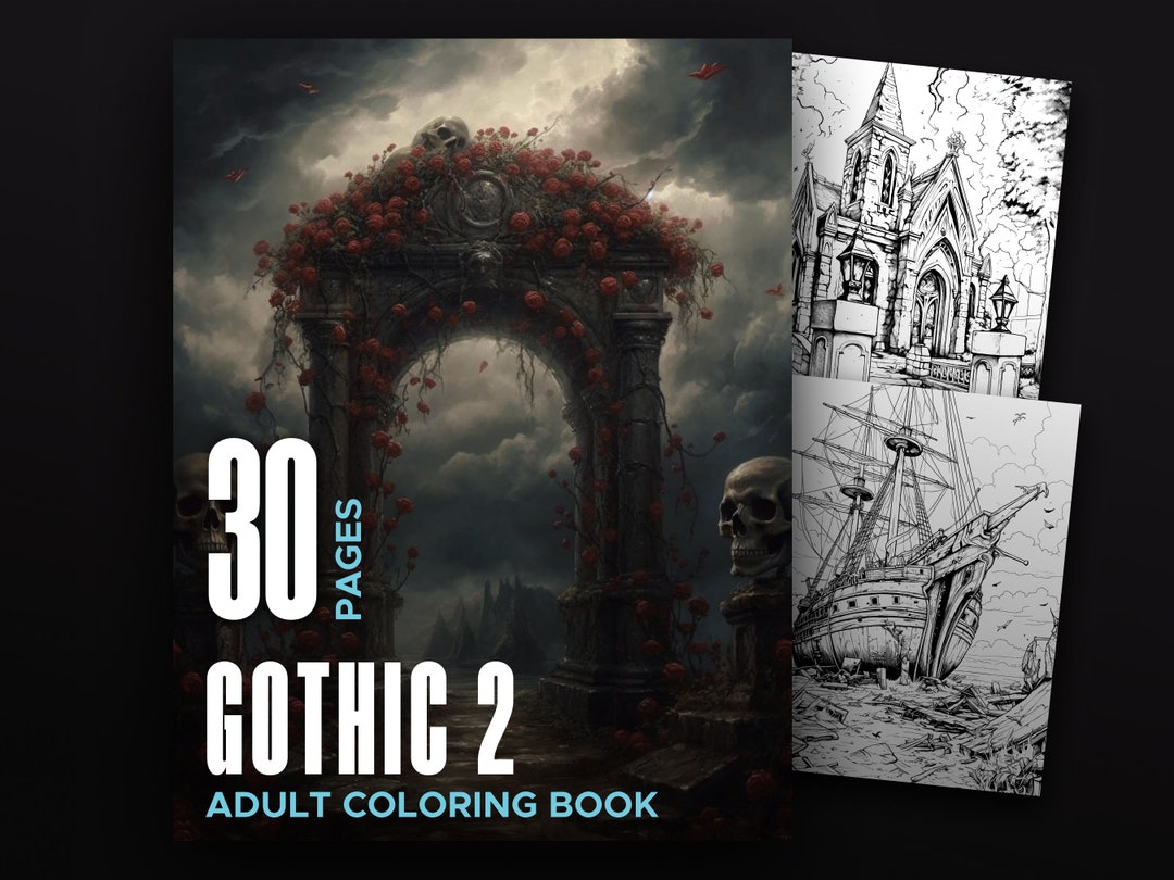 Gothic 2 Adult Coloring Book - 30 Printable Digital Download Gothic ...