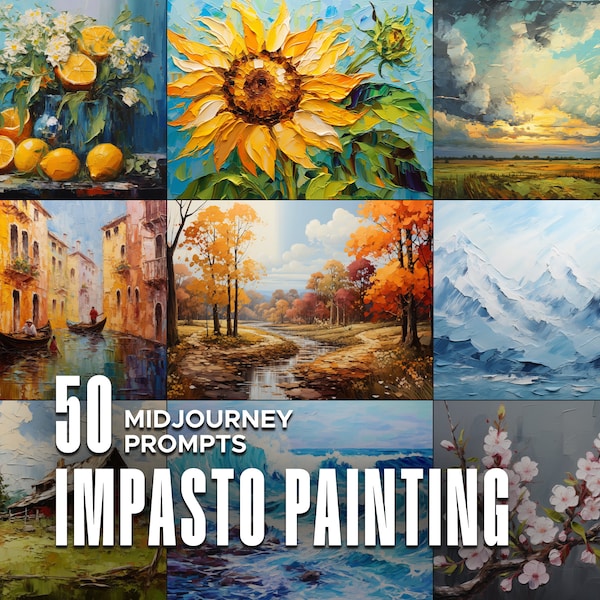 50 Impasto Painting Midjourney Prompts - Midjourney Prompt Guide for Creating High Quality Customizable AI Digital Art