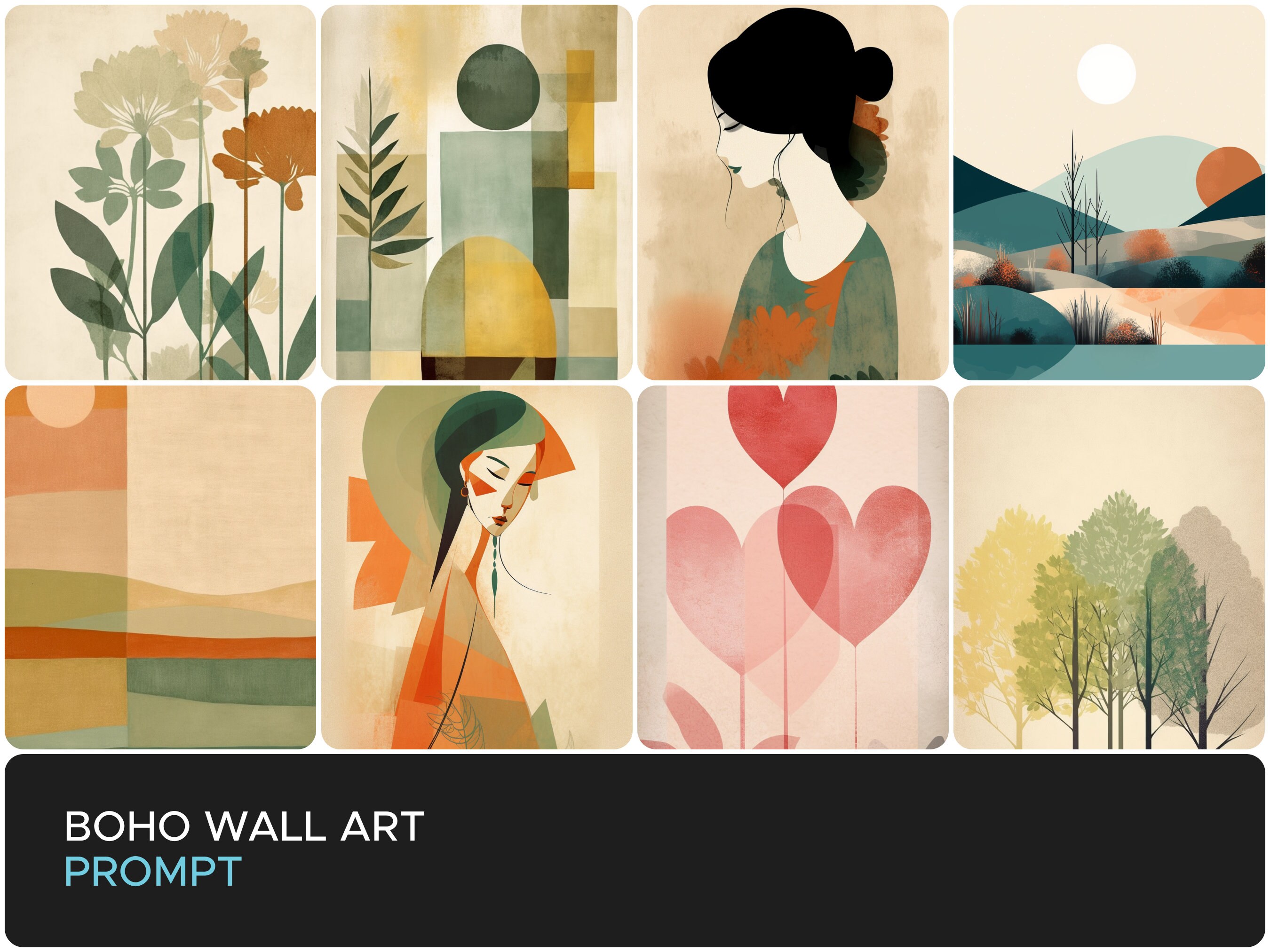 Boho Wall Art Midjourney Prompt Customizable and Tested AI - Etsy