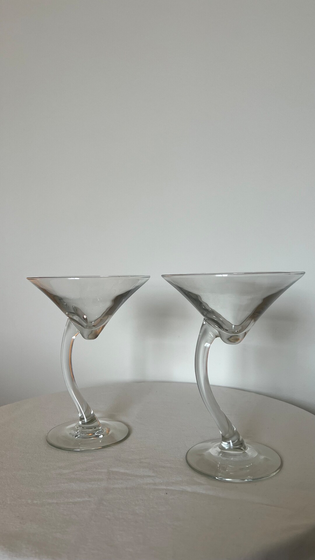 Libby Bravura Curved Stem Martini Glasses Retro 1980's Etsy
