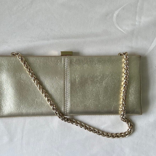 Gold Valerie Stevens Long Evening Clutch Purse with Gold Chain Strap Vintage Purse Gold Purse Gift for Her Gift Formal Purse