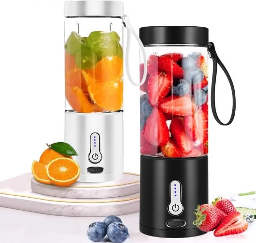 Fresh fruit smoothie made with electric blender generated by AI