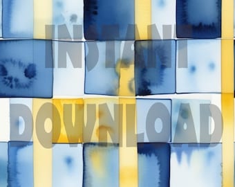 Arte abstracto azul y amarillo, descarga digital instantánea