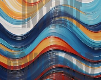 bright colorful wavy stripe abstract instant digital download art print