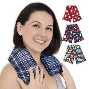Microwavable Neck Heating Pad | Weighted Pain Relief Wrap Removable Cotton Cover (Handmade in Canada)