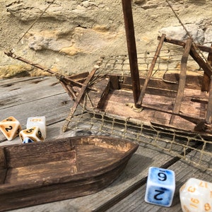 Miniature Sailboat with FREE Rowboat | 28mm 32mm 1\56 Tabletop Gaming RPG Dungeons and Dragons Pathfinder Model