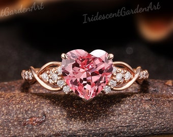 Herz rosa Saphir Verlobungsring Gold Moissanite Eheringe für Frauen Rebe Versprechen Ring Saphir Schmuck personalisiertes Geschenk für sie