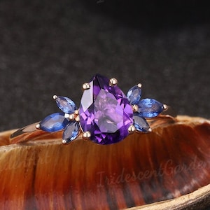 Unique Amethyst Engagement Rings Marquise Sapphire Wings Shaped Wedding Band Vintage February Birthstone Ring Anniversary Gifts For Women