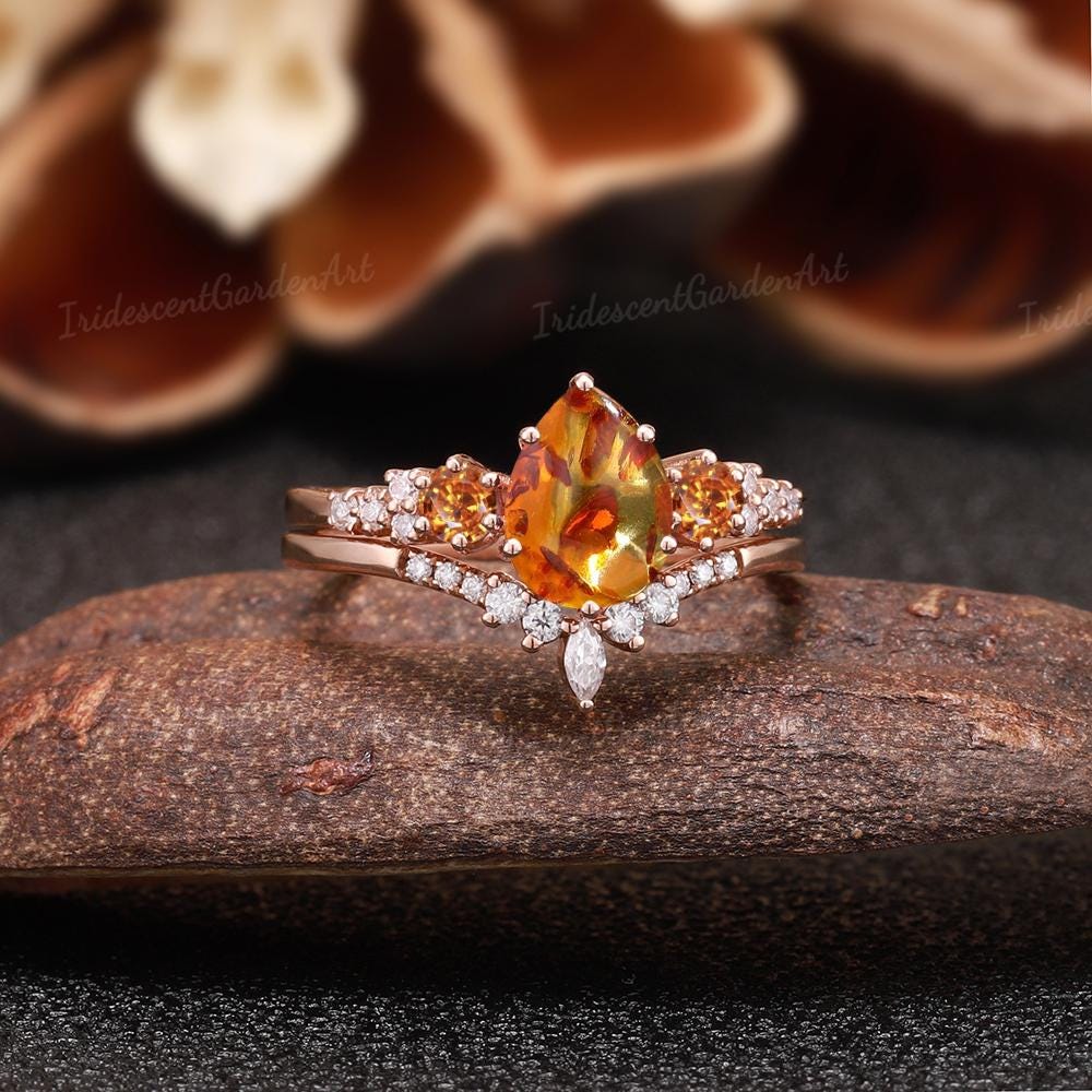 デンマーク　琥珀リング　14k ダイヤ付き デンマーク 琥珀リング 14k ダイヤ付き Ring | Tender Records