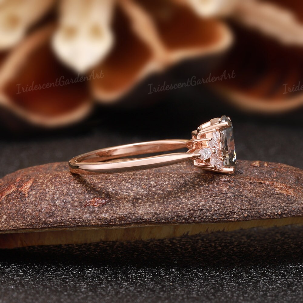 Rose Gold 1.5 Carat Oval Moissanite Engagement Ring for Women
