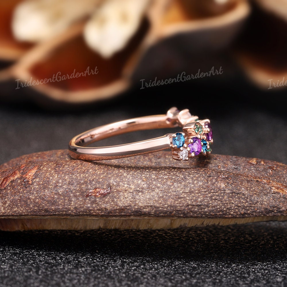 Unique Amethyst Wedding Band Vintage Emerald Wedding Ring