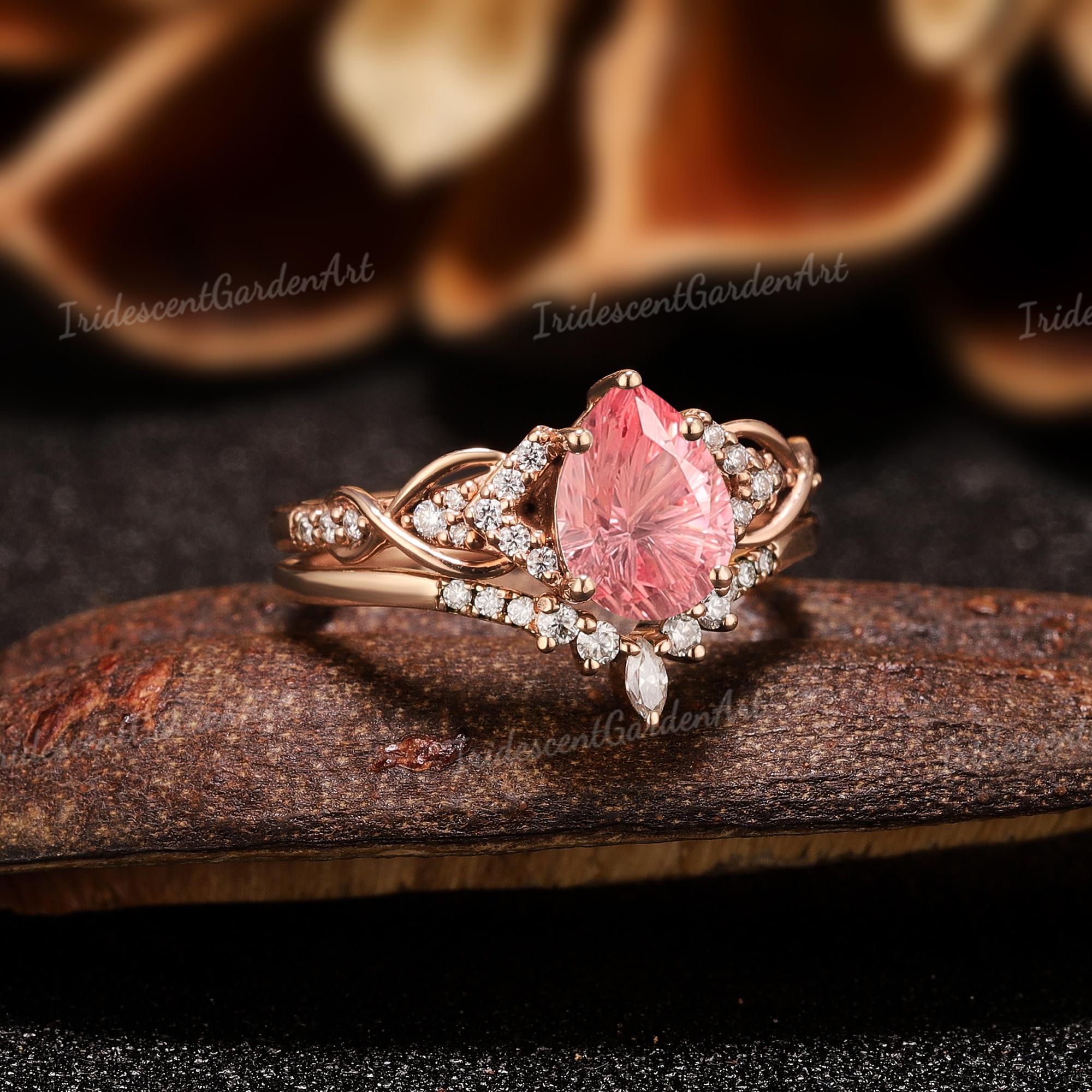 ☆BLACK FRIDAY福袋☆レッド&ピンク系☆ブランド&蛍光ブローチ多数！ Fireworks Cut Pink Sapphire Engagement Ring Set Brilliant