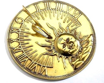 Polished Brass Sunburst Sundial 200mm 