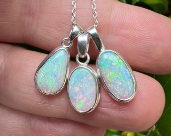 Australian Crystal Opal Pendants Set in Sterling Silver.