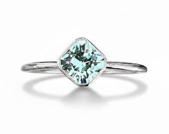 Merelani Mint Garnet 14K White Gold Minimalist Ring