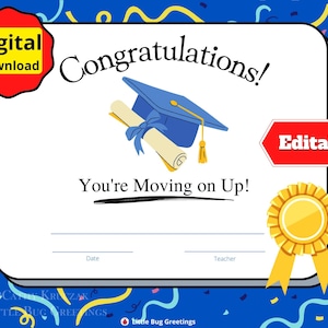 Preschool End of the year awards! Congratulations You&#39;re moving up EDITABLE | Printable