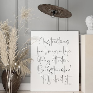 Instructions for Living a Life, Mary Oliver, Inspirational Quote, Transparent Background Instant Download Printable Art, His, Hers, Gifts