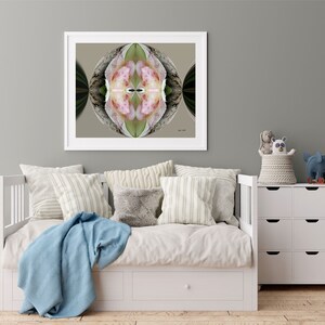 Dewdrops Circular Horizontal, Digital Download, Printable Photo Art, Home Décor, Original Art, Home & Office Wall Art, Green, Pink, White