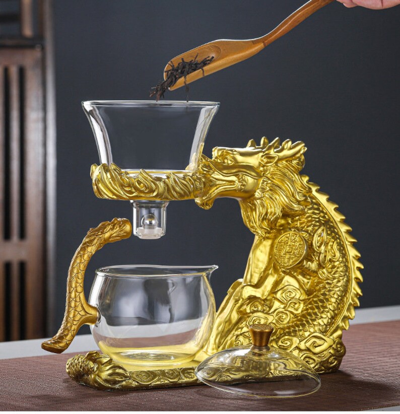 Lazy Kungfu Glass Tea Set Water Diversion Rotating Etsy
