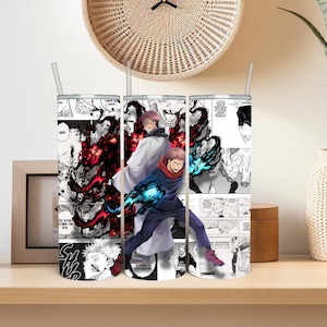 Anime Inspired 20 oz stainless-steel anime tumbler! Featuring dynamic manga panels