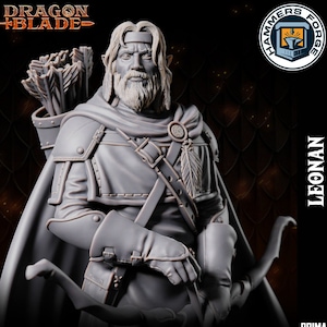 Male Half Elf Ranger Miniature for D&D - TTRPG - 32mm Miniature - Leonan - Pathfinder - Unpainted - Primal Collectibles - Dragon Blade