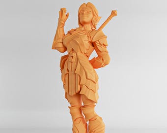 Female Drow Paladin - Twin Goddess Miniatures - D&D - Mindy - TTRPG - 32mm Miniature - Pathfinder - Unpainted