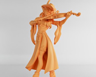 Elven Female Bard - Twin Goddess Miniatures - D&D - Silv - TTRPG - 32mm Miniature - Pathfinder - Unpainted