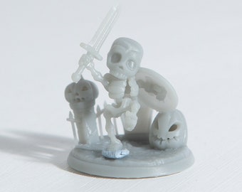 Skeleton Fighter Miniatures for TTRPG - Twin Goddess Miniatures - D&D - TTRPG - 32mm/75mm Miniature - Pathfinder - Unpainted