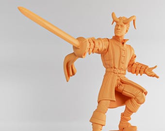 Male Tiefling Warlock - Twin Goddess Miniatures - D&D - Will - TTRPG - 32mm Miniature - Pathfinder - Unpainted
