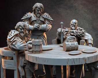 Thugs - Bandit - Ruffian - NPC - TTRPG - 32mm Miniature - D&D - Pathfinder - Unpainted - Red Clay Collectibles - The Good Ol&#39; Tavern