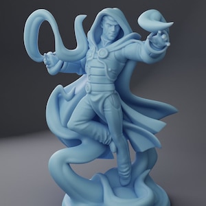 L the Blue Wizard - Twin Goddess Miniatures - D&D - TTRPG - 32mm/75mm Miniature - Pathfinder - Unpainted - 5E