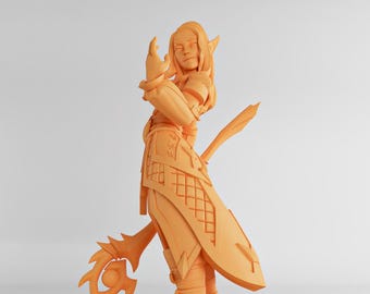 Female Elven Warlock - Twin Goddess Miniatures - D&D - Vaati - TTRPG - 32mm Miniature - Pathfinder - Unpainted