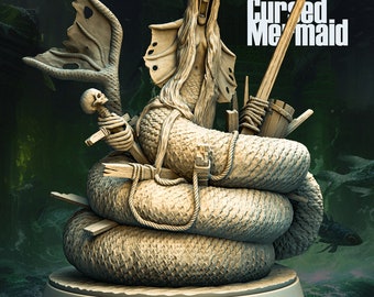 Cursed Mermaid Miniature - 32mm Scale - Terror on Cursed Water - Monolith Arts - Pathfinder - 5E