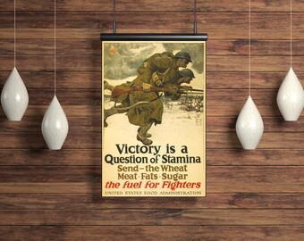 WWI "Victory is a Question of Stamina" World War One United States Food Administration Full Size Poster Reprint. Free Shipping!