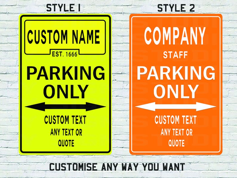 Custom Metal Workplace Parking Sign Company Logo or Name Information