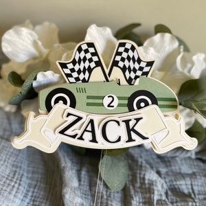 RaceCar Cake Topper | Retro Race Car Cake Topper | RaceCar Birthday Cake Topper |Fast One Cake Topper | Custom Boys Cake Topper | Two Fast