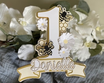 Bee Cake Topper | First Bee Day Birthday Cake Topper| Birthday Cake Topper | Bee Cake Topper | Cake Topper Bee | 1st Birthday | 1st Bee Day