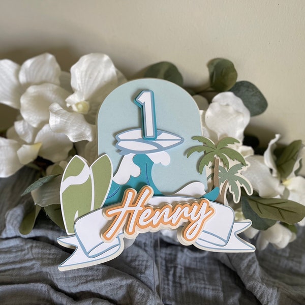 Surfboard Cake Topper | The big One | The big one Cake Topper |  Surfboard| Beach Birthday | Little surfer Cake topper | The Big One