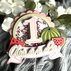 Watermelon Cake Topper | One in a Melon Birthday Cake Topper| Watermelon Birthday Cake Topper | One in a Melon Party| Watermelon Birthday