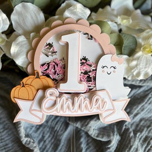 Halloween Cake Topper | Spooky One cake topper  | Two Spooky Birthday Cake Topper | Pink Ghost Cake topper | Girl Halloween Cake Topper