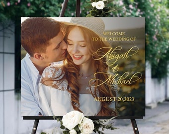 Wedding Welcome Sign with Picture, Welcome Sign Wedding, Photo Wedding Sign, Wedding Picture Sign, Wedding Welcome Sign, Canvas Photo Sign