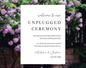 Unplugged Wedding Sign, Modern Minimalist Unplugged Ceremony Sign, Modern Unplugged Signs, Large Wedding Sign, Wedding Welcome Sign