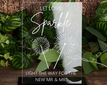 Sparkler Afzendbord, Let Love Sparkle Sign, Modern Minimalistisch Bruiloftbord, Bruiloft Afzendbord, Verlicht de weg voor de nieuwe heer en mevrouw