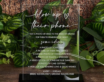 Blow up Their Phone Wedding Sign, Take Action Wedding Sign, Wedding Photo Hunt Game Sign, Wedding Table Games Sign, I Spy Wedding Game